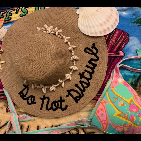 NWT WIDE BRIMMED EMBROIDERED SAYINGS BEACH HATS - Picture 7 of 8